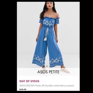 ASOS Embroidery Off Shoulder Jumpsuit